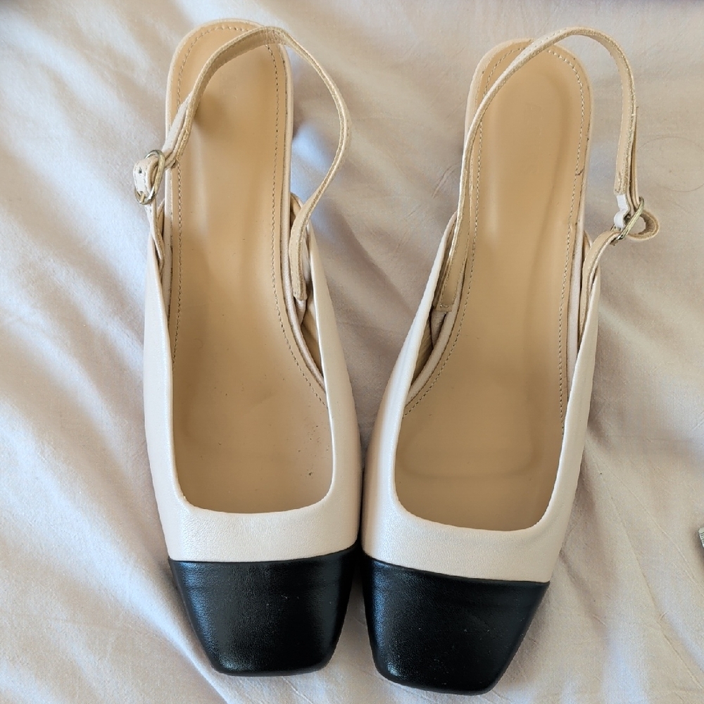 Alohas Black and Cream Women's Slingback Shoes